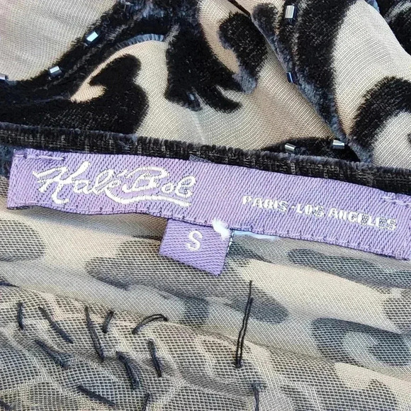 Hale Bob Flapper Velvet Silk Dress with Black Applique Size Small - Picture 8 of 9